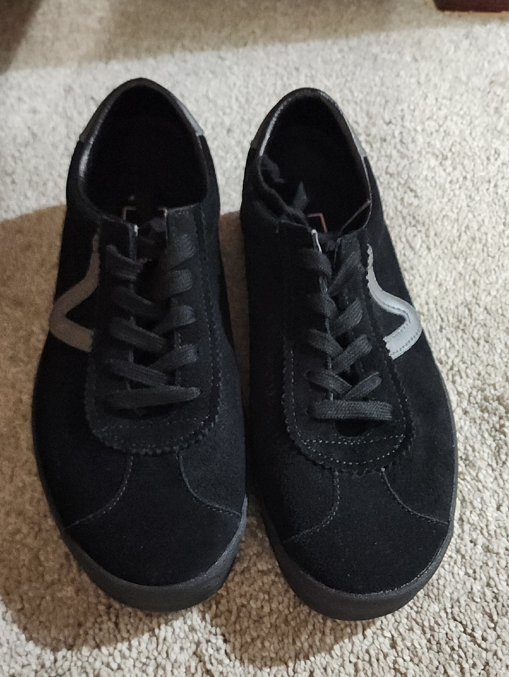 Vans Men's Black Suede Sneakers with Gray Side Stripe